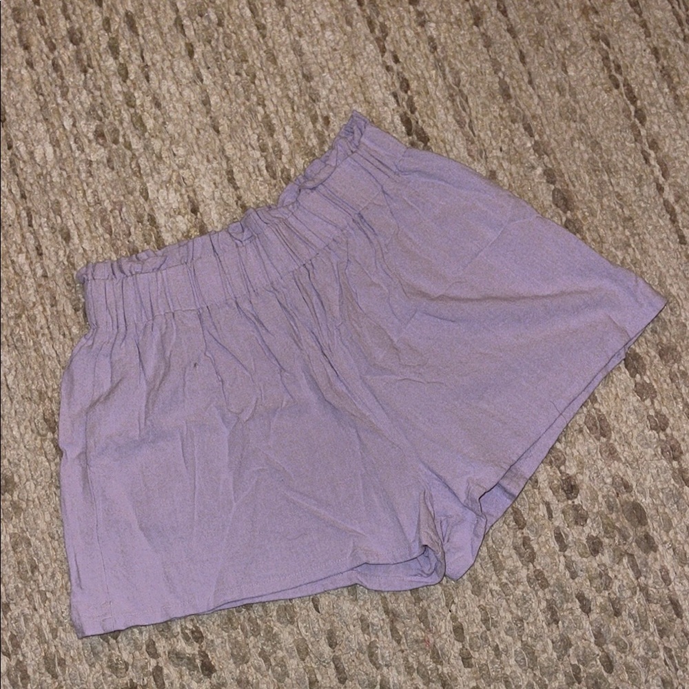 Double Zero High Waist Purple Shorts with Elastic Waistband and Flowing Fit
